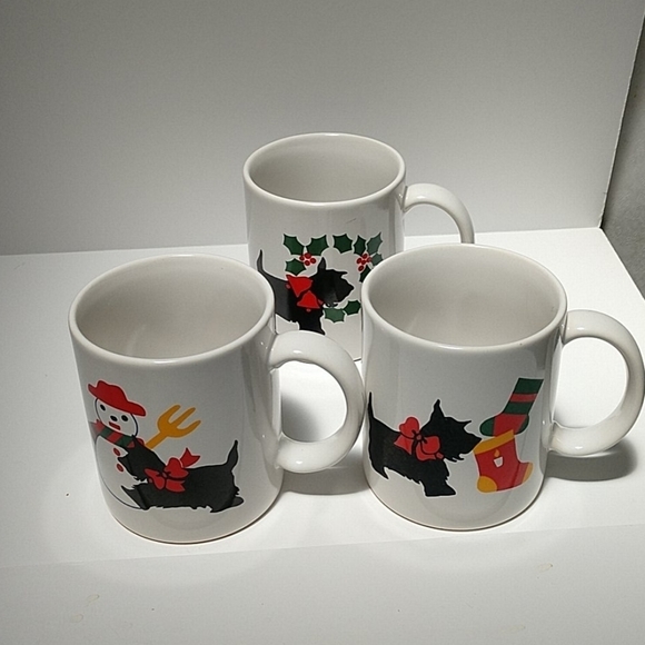 Set of 5 Scottie Terrier Christmas Ceramic Mugs - Picture 4 of 16
